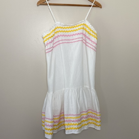 Lisa Marie Fernandez X Target Dress Ric Rac Sleeveless Mini White Yellow Pink S - Picture 3 of 14